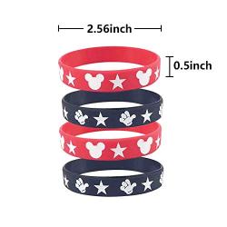 18 Pieces Mickey Mouse Rubber Bracelets, Silicone Bracelet Wristbands Red and Black Bracelet Birthday Party Theme Supplies for Kids, Teens, Adults