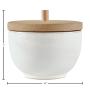 Stone & Beam Rustic Acorn Shaped Stoneware Box, 5&quotH, White and Clay