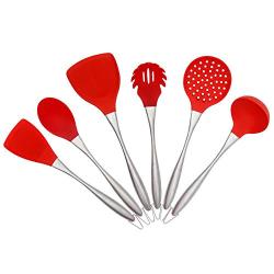 Kitchenware Set, Silicone 6 Piece Set, Stainless Steel Hollow Handle Silicone Spoon Shovel Kit Silicone Set, Kitchenware