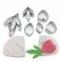 AK ART KITCHENWARE 7Pcs Stainless Steel Peony Cutter 2 Pcs Silicone Veining Mold Veiner Petal Texture Tool Gumpaste Flower Making Tool A356/A339&VM060