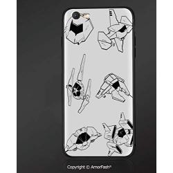 Compatible with iPhone 6 Ultra Slim Shockproof TPU Back Cover for iPhone 6S,Galaxy,Battle Spaceships Future Space Armed Forces Fantastic Galaxy Wars Themed Pattern,Black White