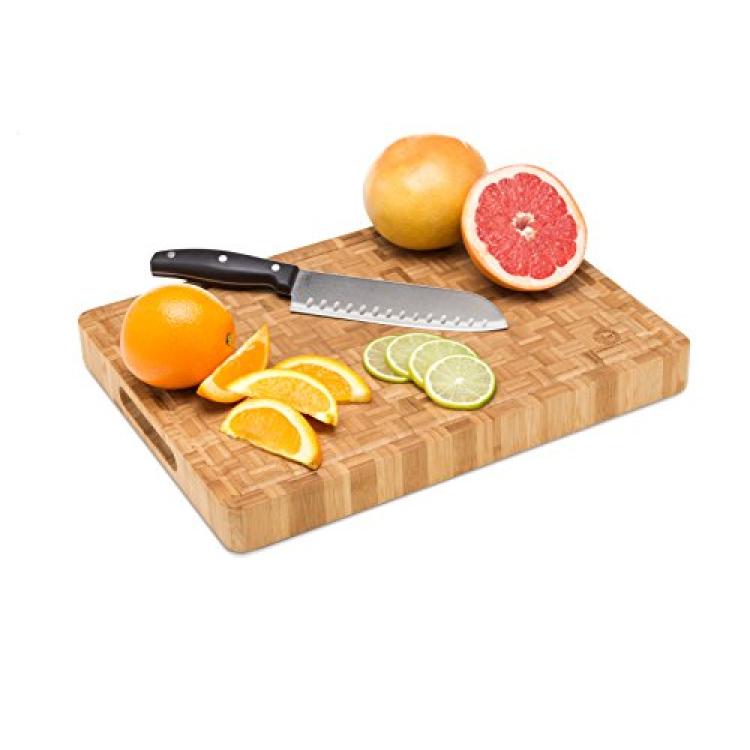 Large End Grain Bamboo Cutting Board [15⅝x11⅞x1½”] Professional