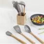 RICH Cooking Utensils Set,Wooden Handle Silicone Cookware Set,Non Stick kitchenware Set,Include Spatula, Shovel, Egg Beater, Spoons, Clip, Pasta Fork etc.