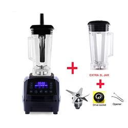 Automatic Digital Smart Timer Program 2200W Heavy Duty Power Blender Mixer Juicer Food Processor Ice Smoothie Bar Fruit,Black Jar Full Parts,Uk Plug