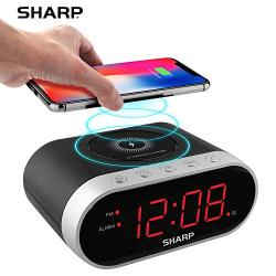 Sharp SPC679A - Alarm with Wireless Charging - Qi Certified - USB Charging for 2nd Device!