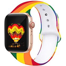 Kaome Floral Bands Compatible with Apple Watch 38mm 40mm 42mm 44mm, Soft Silicone Fadeless Pattern Printed Replacement Strap Bands for Women, Compatible with iWatch Series 5/4/3/2/1, S/M M/L