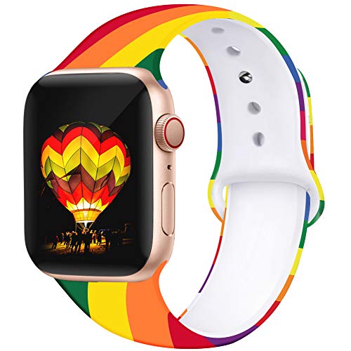 Kaome Floral Bands Compatible with Apple Watch 38mm 40mm 42mm 44mm, Soft Silicone Fadeless Pattern Printed Replacement Strap Bands for Women, Compatible with iWatch Series 5/4/3/2/1, S/M M/L