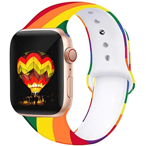 Kaome Floral Bands Compatible with Apple Watch 38mm 40mm 42mm 44mm, Soft Silicone Fadeless Pattern Printed Replacement Strap Bands for Women, Compatible with iWatch Series 5/4/3/2/1, S/M M/L
