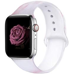 EXCHAR Compatible with Apple Watch Band 40mm 38mm 44mm 42mm Fadeless Pattern Printed Floral Bands Silicone Replacement Band for iWatch Series 5 Series 4/3/2/1 for Women Men