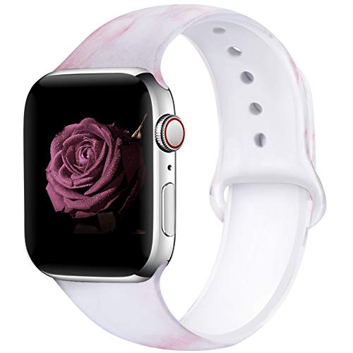 EXCHAR Compatible with Apple Watch Band 40mm 38mm 44mm 42mm Fadeless Pattern Printed Floral Bands Silicone Replacement Band for iWatch Series 5 Series 4/3/2/1 for Women Men