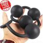 Black Large Silicone Beaded Plug Toy for Pleasure