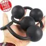 Black Large Silicone Beaded Plug Toy for Pleasure