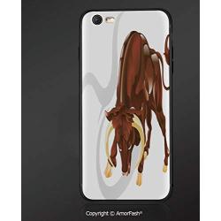 Customized iPhone 6 Case | iPhone 6S Case | Shockproof,Lightweight,Scratch Resistant,Taurus,Angry Bull Birth Sign Astrology Animal Icon Cultural Western Spirituality Graphic Decorative,Redwood Cream