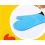 Block Mart Kitchen Anti-Slip Silicone and Cotton Oven Mitts Kitchenware Oven Gloves Long Size 14.6 inches Blue