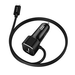 USB Type C Car Charger, Nekteck 27W USB C Car Charger Adapter with Integrated Built in Type C 3.1 Cable and USB A Port for Samsung Galaxy S9/S8/Note 9 / Pixel 3XL LG Nexus HTC and More