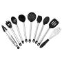 JunbosiKitchenware Silicone Kitchenware 9 Piece Set Stainless Steel Handle Cooking Shovel Spoon Hollow Handle Nonstick Spatula