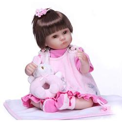 Pinky 17" 43cm Lifelike Reborn Baby Girl Dolls Soft Silicone Doll Realistic Looking Newborn Dolls Real Touch Doll Toddler Cute Toy Child Birthday and Xmas Gift