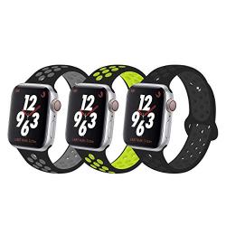 YC YANCH Compatible for Apple Watch Band 38mm 40mm 42mm 44mm,Soft Silicone Sport Band Replacement Wrist Strap Compatible for iWatch Apple Watch Series 4/3/2/1,Nike+,Sport,Edition, S/M M/L Size