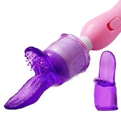 Silicone Tongue AV Wand tremble-Massager Headgear G Sport AV Massager Chest Head Cap Happy Toys for Woman,Purple