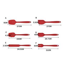 Heat Resistant Silicone Spatulas Silicone kitchenware set of 6 cream scraper six-piece baking tools spatula brush set (Color : Red)