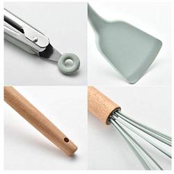 ZLKB Silicone Kitchen Utensils,with Premium Wood Handles,Non-Stick Heat Resistant Silicone Kitchenware