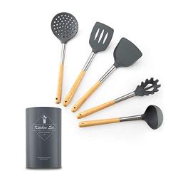 OBR KING 6pcs Silicone Kitchenware Set Non-Stick Spatula Turner Spoon with Storage Holder