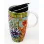 Cypress Home Ceramic Travel Mug with Gift Box, 17 ounces (Blooming Flowers)
