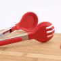 Jdeepued Silicone kitchenware 3-Piece 12" Spoon-Shaped Tongs Heavy Duty Non-Stick Clamp Clip for Kitchen BBQ Cooking Grilling Buffet Noodles Salad Red Silicone Kitchen Utensils