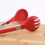 Jdeepued Silicone kitchenware 3-Piece 12" Spoon-Shaped Tongs Heavy Duty Non-Stick Clamp Clip for Kitchen BBQ Cooking Grilling Buffet Noodles Salad Red Silicone Kitchen Utensils