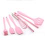6pcs Silicone Kitchen Cooking Tools Pink kitchenware Durable Cooking Utensils Eco-friendly Kitchen Baking Tools