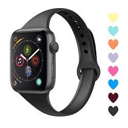 Acrbiutu Bands Compatible with Apple Watch 38mm 40mm 42mm 44mm, Slim Thin Narrow Replacement Silicone Sport Accessory Strap Wristband Compatible for iWatch Series 1/2/3/4/5 Women Men