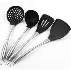 Aich Silicone Kitchenware Non-Stick Shovel Spoon Set Silicone Shovel Colander Spatula Shovel Non-Stick Pot High Temperature Kitchen Set Silicone [4 Piece Set]