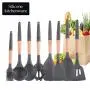 Kitchen Utensils Silicone Wood Cookware High Temperature Silicone Slip Resistant Sleeves Elm Handle Silicone Non-Stick Kitchenware, Kitchenware