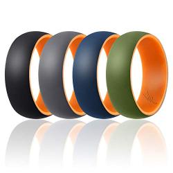 ROQ Silicone Wedding Ring for Men - 3 Packs/4 Packs & Singles - Duo Collection Silicone Rubber Wedding Bands - Classic Styles