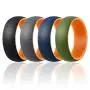 ROQ Silicone Wedding Ring for Men - 3 Packs/4 Packs & Singles - Duo Collection Silicone Rubber Wedding Bands - Classic Styles