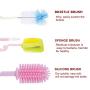 Silicone Bottle Cleaning Brush, 2 Pack Water Bottle Brush with Long Handle, Kitchen Cleaning Brush for Cleaning Baby Bottles, Hydroflasks, Vase and Narrow Neck Bottles