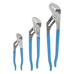 Channellock GS-3 3 Piece Straight Jaw Tongue and Groove Pliers Set - 12-Inch, 9.5-Inch, 6.5-Inch |  Groove Joint Pliers | Laser Heat-Treated 90° Teeth| Forged from High Carbon Steel | Patented Reinforcing Edge Minimizes Stress Breakage | Made in USA