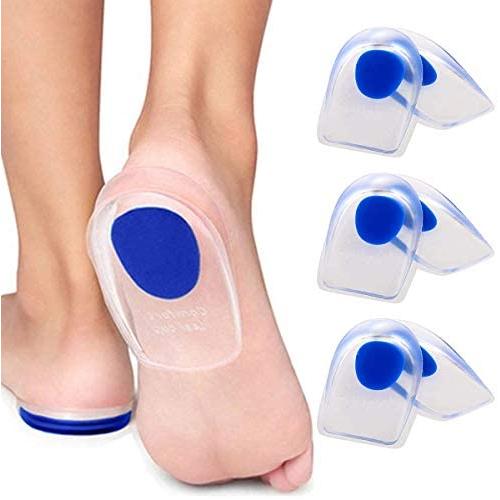 3 Pair Gel Heel Cups Plantar Fasciitis Inserts - Silicone Gel Heel Pads for Heel Pain, Bone Spur & Achilles Pain, Gel Heel Cushions and Cups, Pad & Shock Absorbing Support