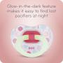 NUK Glow-in-The-Dark Orthodontic Pacifiers, Girl, 6-18 Months, 2-Pack