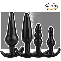 EDYellow 4Pcs Comfortable Silicone Trainer Set Massager for Men and Women(Black)