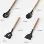 11pcs set Silicone Kitchenware Set Kitchenware Eggbeater Scoop Household Wood Handle Cooking Tools Shovel Oil Brush