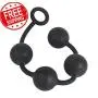 Black Large Silicone Beaded Plug Toy for Pleasure