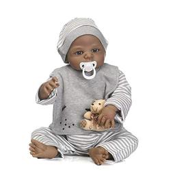 Zero Pam Black Reborn Baby Doll Silicone Full Body 23 inch African American Boy with Clothes and Toys