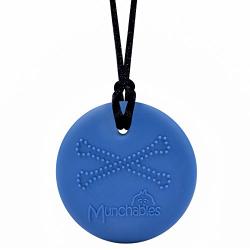 Munchables Dinosaur Skull - Sensory Chew Necklace for Boys (Navy/Black)