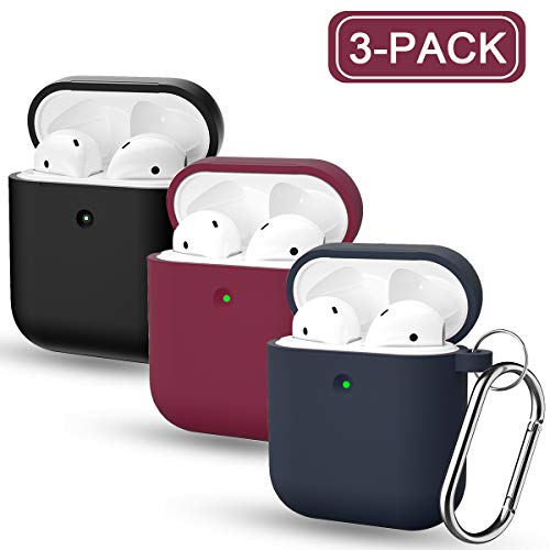 2019 OULUOQI for Airpods Case, 360°Protective Shockproof Airpods Silicone Case Cover Compatible with Apple Airpods 2 &1 (Front LED Visible)