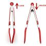 GKPLY Silicone Kitchenware 2 Piece Non-Stick Food Clip Tool Set Baking BBQ Utensils, Kitchen Gadgets, (Red and Black)