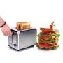 QIN.J.FANG-Kitchen 220V Stainless steel Bread machine,Defrost and Reheat Multifunction Toaster 2 slices 6 gears,700-850w,Beige