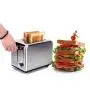 QIN.J.FANG-Kitchen 220V Stainless steel Bread machine,Defrost and Reheat Multifunction Toaster 2 slices 6 gears,700-850w,Beige