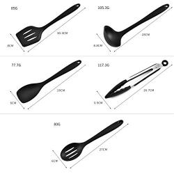 Gwjs Silicone Kitchenware, Non-stick Spatula Silicone Kitchenware Set Cooking Utensils Kitchen Gadget Kitchen Utensils-black