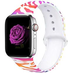 EXCHAR Compatible with Apple Watch Band 40mm 38mm 44mm 42mm Fadeless Pattern Printed Floral Bands Silicone Replacement Band for iWatch Series 5 Series 4/3/2/1 for Women Men